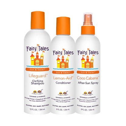 Picture of Fairy Tales Swim Shampoo, Conditioner, and Spray for Kids- 3 pack - Made with Natural Ingredients in the USA - No Parabens, Sulfates, or Synthetic dyes