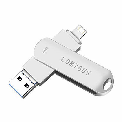 Picture of Photo Stick for iPhone 256GB Digital Photo Storage, iPhone USB Flash Drive by LOMYGUS Compatible iPhone iPad iOS MacBook Android and Computer(Silver 256GB)