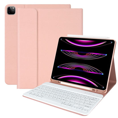 Picture of Keyboard Case for iPad Pro 12.9 2022 6th Generation / 2021 5th Gen / 2020 4th Gen / 2018 3rd Gen, 12.9-inch iPad Pro Case with Magnetically Detachable Wireless Keyboard and Pencil Holder, Champagne