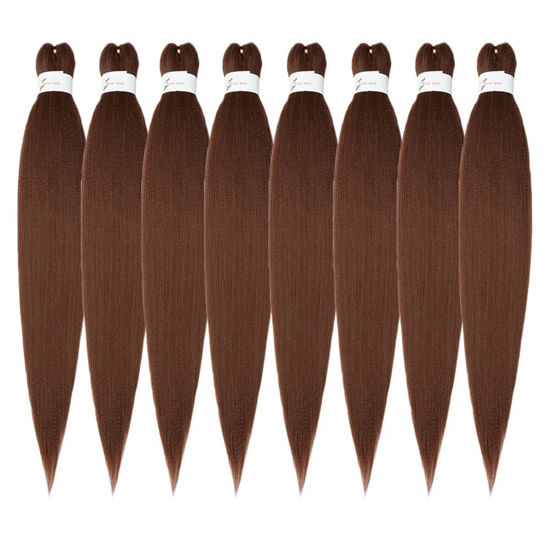 Picture of ShowCoco Easy Braid Pre Stretched Braiding Hair Auburn Brown 42 Inch Yaki Texture Easy Crochet Braids 8 Packs Hot Water Setting Synthetic Hair Extension for Braids (42in,#30)