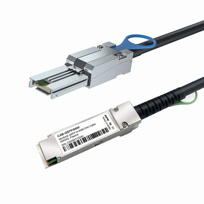 Picture of Alwong QSFP (SFF-8436) to MiniSAS (SFF-8088) DDR Hybrid SAS Cable, 100-Ohm, 1.5m/5ft, for NetApp DS4243 DS4246 DS2246