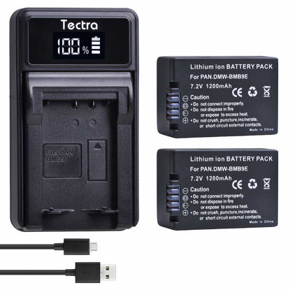 Picture of Tectra 2 Pack DMW-BMB9 DMW-BMB9E DMW-BMB9PP Battery and LED USB Charger for Panasonic Lumix DC-FZ80, DMC-FZ40K, DMC-FZ45K, DMC-FZ47K, DMC-FZ48K, DMC-FZ60, DMC-FZ70, DMC-FZ100, DMC-FZ150 Digital Camera