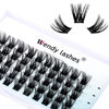 Picture of DIY Eyelash Extension Clusters Lashes 3D Volume Effect D Curl Wide Stem Individual Lash Clusters Reusable Artificial Fluffy Wispy False Eyelashes Set for Home Eyelash Extensions (0.07-D-17mm)