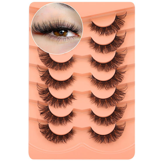 Picture of Mink Lashes Wispy Natural Lashes Cat Eye False Eyelashes Cluster Lashes Natural Look Strip Eye Lashes 16MM Fake Eyelashes by Winifred