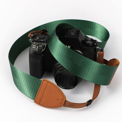 Picture of Avorast Camera Straps for Photographers, Adjustable DSLR Camera Neck Shoulder Strap for Women & Men, Vintage Camera Strap, Gifts for Photographers, Compatible with Nikon, Canon, Sony Camera,Dark Green