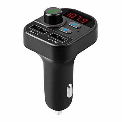 Picture of Handsfree Call Car Charger Wireless Bluetooth 5.0 FM Transmitter Radio Receiver, Mp3 Audio Music Player Stereo Adapter, Dual USB Port Charger Auto Smart Aux Charger