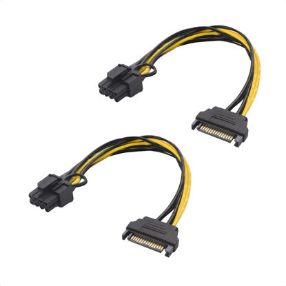 Picture of Cable Matters 2-Pack 6+2 Pin to SATA Power Cable (SATA to 8 Pin PCIe / 6 Pin PCIe to SATA Cable) - 7 Inches