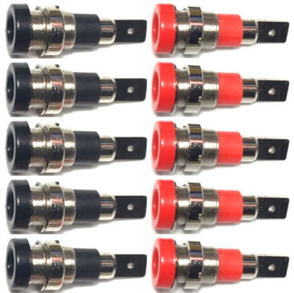 Picture of CESS Black and Red Banana Female Jack Socket - 4mm Banana Female Connector Panel/Chassis Mount Soldering Type (10 Pack)