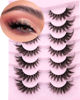 Picture of Fox Eye Lashes Fluffy Faux mink Eyelashes Wispy Cat Eye Long False Eyelahses Dramatic Cross Full Volume Strip Lashes Pack 7 Pairs