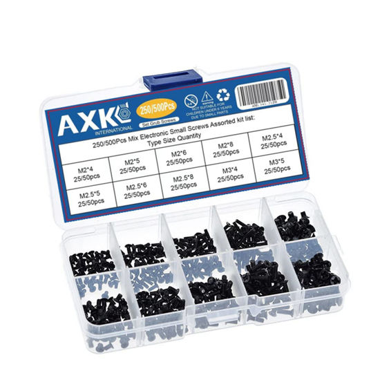 Picture of AXK GB819 M2 M2.5 M3 KM Screw Flat Head Phillips Screws Laptop Notebook Screws Set Kit for Computer Small Screw 250Pcs/500Pcs (500)