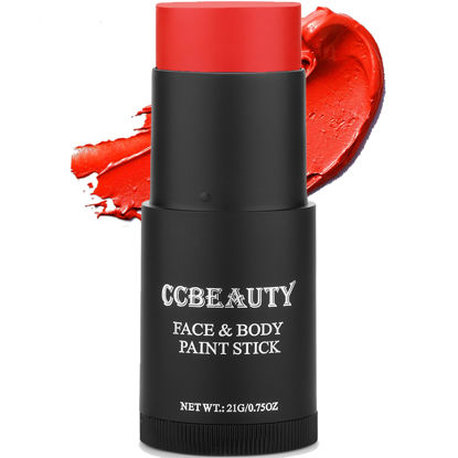 Picture of CCBeauty Red Face Body Paint Stick Makeup, Creamy Blendable Red Eye Black, Grease Foundation Painting Kit, Hypoallergenic for Clown Halloween SFX Special Effects Cosplay Costume Parties