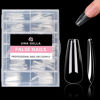 Picture of UNA GELLA Long Coffin Gel Nail Tips 504pcs 12 Sizes Clear Press on Nails Base Tips Coffin False Fake Tips Full Acrylic Nails Coffin Shaped For Nail Extension DIY Salon Soft Gel Tips