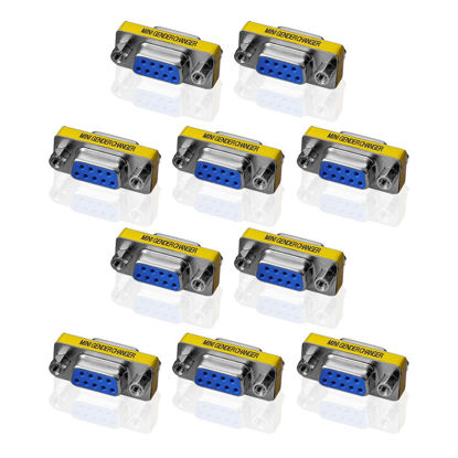 Picture of XIAOSHI 9 Pin RS-232 DB9 Male to Male / Female to Female Serial Cable Gender Changer Coupler Adapter Pack (10pcs Female to Female)