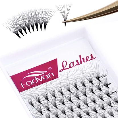 Picture of Premade Fans Eyelash Extensions 10D Premade Lash Extensions Fans 0.07 Thickness Pointed Base Middle Stem Eyelash Extension D Curly Premade Volume Fans Eyelash Extensions (10D-0.07D, 8-14mm)