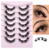 Picture of Natural Cluster Lashes Extensions Wispy Natural Look False Eyelashes Individual Lashes 3D Strips Eyelash Extensions DIY Lashes 7 Pairs Multipack