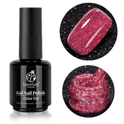 Picture of Beetles Reflective Glitter Nail Polish 15ml Eternal Flame Red Nail Gel Soak Off LED Nail Lamp Flashy Gel Polish Nail Art Manicure Salon DIY Home