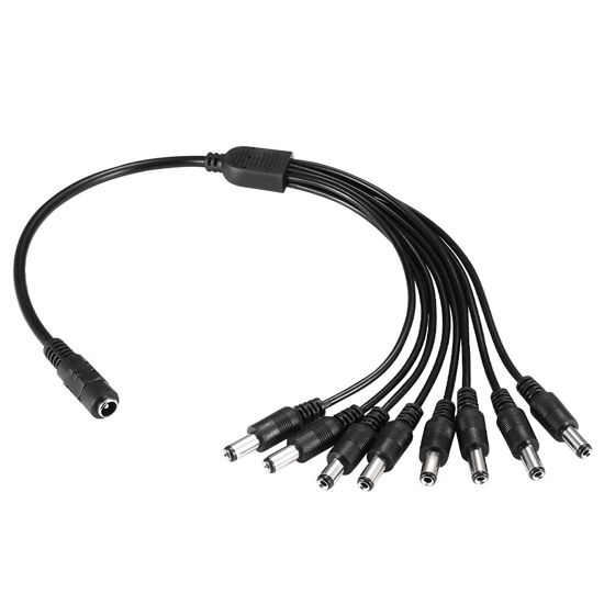 Picture of DC Power Splitter Cable 1 Female to 8 Male Wire Y Adppter 5.1mm X 2.1mm for CCTV Security Cameras and LED Strip Lights by Xwell