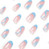 Picture of RikView French Tip Press on Nails Medium Fake Nails Blue Nails with Swirls Design Almond Acrylic Nails