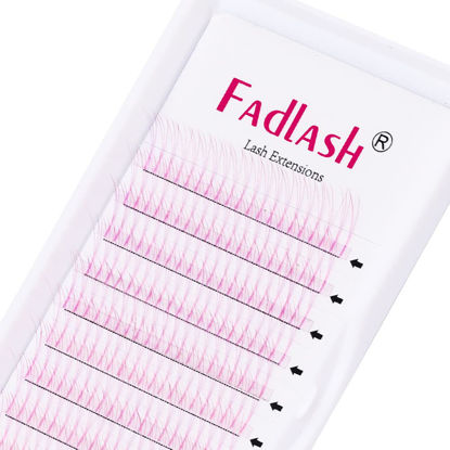 Picture of Colored Lash Extensions 0.07 C Curl 12mm Premade Lash Extensions Fans 3D Long Stem Pink Volume Eyelash Extensions Color Premade Fans Eyelash Extension Supplies (Pink-0.07C, 12mm)