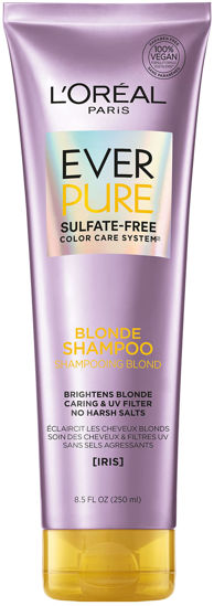 Picture of L'Oreal Paris EverPure Blonde Sulfate Free Shampoo for Color-Treated Hair, Neutralizes Brass + Balances, For Blonde Hair, 8.5 Fl Oz (Packaging May Vary)