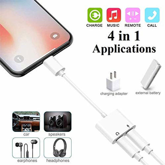 Picture of [Apple MFi Certified] iPhone Headphones Adapter & Splitter, Dual Lightning Fast Charge + Aux Splitter Cable Adapter Compatible for iPhone 12/11/11 Pro/XS/XR/X 8/7/6,Support Calling