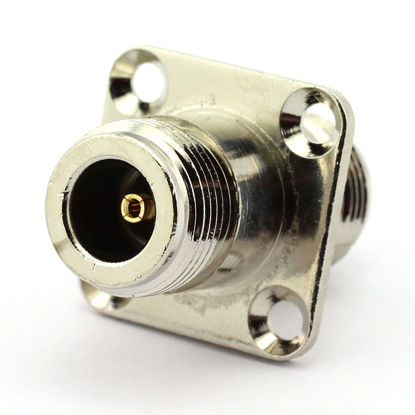 Picture of DGZZI 2-Pack N Female to N Female RF Coaxial Adapter with 4-Hole Panel Mount N Coax Jack Connector
