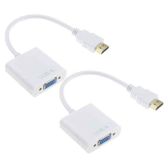 Picture of 2PCS HDMI to VGA Adapter Cable HDMI Male to VGA Female Video Converter 1080P Gold-Plated for Monitor Projector HDTV Computer PC Desktop Laptop 25cm White