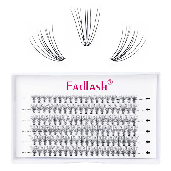 Picture of Individual Lashes 10D 20D 30D 40D Lash Clusters Extensions Wispy Cluster Lashes Natural Look Eyelash Clusters Individual Lash Extension Supplies (10D-0.10C, 16mm)