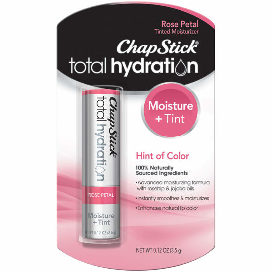 Picture of ChapStick Total Hydration Moisture + Tint Rose Petal Tinted Lip Balm Tube, Tinted Moisturizer - 0.12 Oz