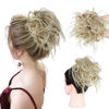 Picture of HMD Tousled Updo Messy Bun Hair Piece Hair Extension Ponytail With Elastic Rubber Band Updo Extensions Hairpiece Synthetic Hair Extensions Scrunchies Ponytail Hairpieces for Women (Tousled Updo Bun, Ash Blonde Mix Bleach Blonde(18t613#))