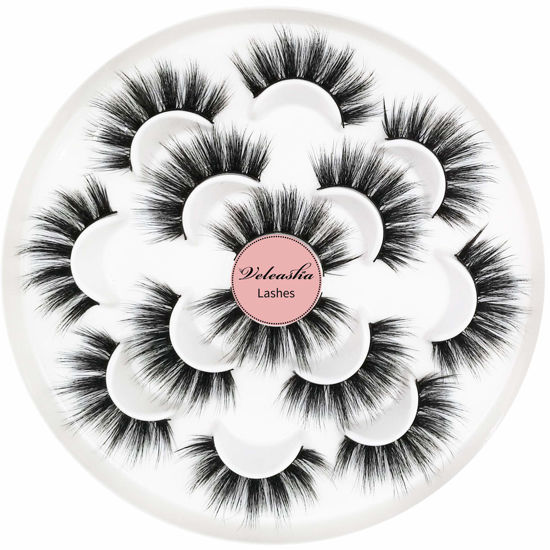 Picture of Veleasha 5D Faux Mink Lashes Handmade Luxurious Volume Fluffy Natural False Eyelashes 7 Pairs (Dubai)