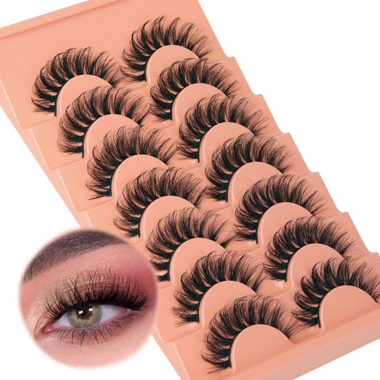 Picture of False Eyelashes Natural Look Wispy Lashes Faux Mink 5D Volume Eyelashes 16mm Light Fluffy Eye Lashes Multipack by TOOCHUNAG