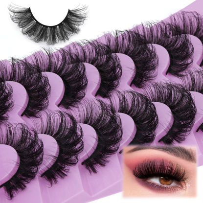 Picture of Fluffy Lashes Mink Wispy False Eyelashes Curly Faux Mink Lashes 20mm Volume Fake Eyelashes 7 Pairs Eye Lashes Multipack by TOOCHUNAG