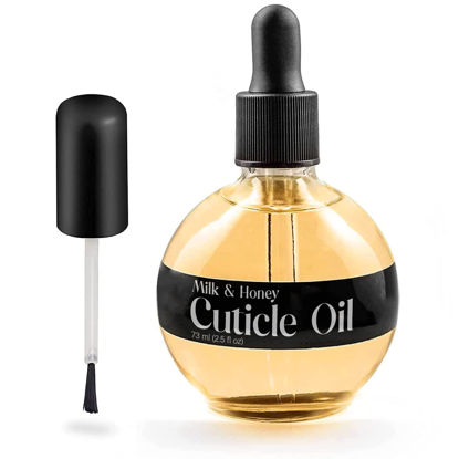 Picture of C CARE Milk And Honey Cuticle Oil For Nails - Nail Oil - Large 2.5 oz bottle - Moisturizes and Strengthens Nails and Cuticles - Dropper & Brush included