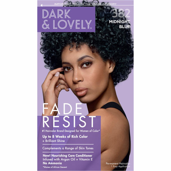 Picture of SoftSheen-Carson Dark and Lovely Fade Resist Rich Conditioning Hair Color, Permanent Hair Color, Up To 100 percent Gray Coverage, Brilliant Shine with Argan Oil and Vitamin E, Midnight Blue