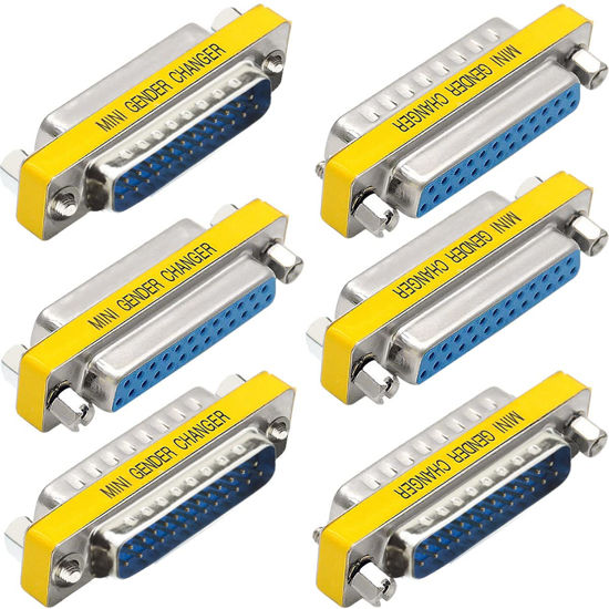 Picture of DKARDU 6 PCS DB25 Male to Male/Female to Female, RS232 Gender Changer, 25 Pin Data Transfer Port Adapter Connector