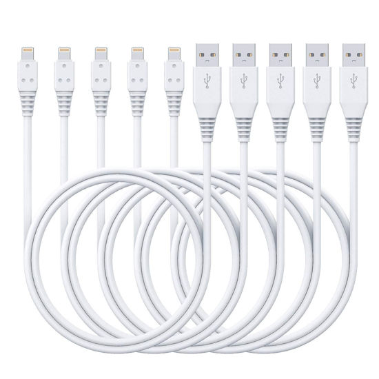 Picture of iPhone Charger 3ft 5Pack,Lightning Cable 3 Foot,MFi Certified Charging Cord 3 feet Compatible with Apple iPhone 11/Pro/Max/SE/X/XS Max/XR/8/8 Plus/iPad/iPod (White)