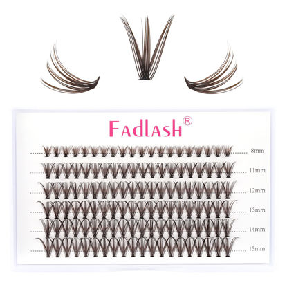 Picture of Individual Lashes 120pcs Cluster Lashes Mix Dark Brown Lash Extensions DIY Eyelash Extension D Curl Lash Clusters Eyelash Clusters Colored Lash Extensions (Brown 20D-0.07D,8-15mm)