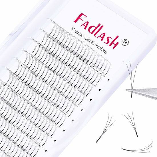 Picture of Pre Made Eye Lash Extension Fans 3D 0.07 Premade Fans Eyelash Extensions C Curl Premade Fans Volume Pre Fanned Lash Extension Supplies FADLASH (3D-0.10C, 20mm)