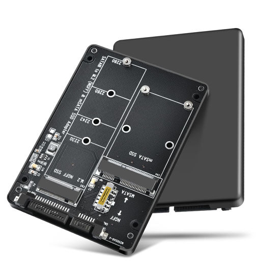 Picture of ELUTENG M.2 NGFF to SATA Adapter MSATA and B Key/B&M Key M.2 NGFF SDD to 2.5" SATA III 2 in 1 Converter Supports MSATA/M.2 NGFF 2280, 2260, 2242, 2230 (Not Support NVME SSD)