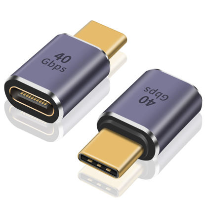 Picture of Poyiccot USB C Extender Adapter 40Gbps, 2Pack 8K@60Hz USB C Male to Female Extension Adapter, USB C 3.2 PD 100W Type C Extender Support USB4 Thunderbolt 3/4 Connector for MacBook Pro, Dock Station