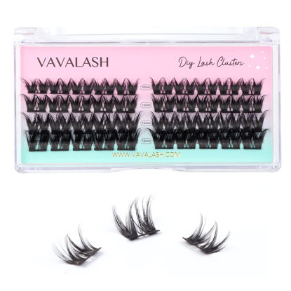 Picture of VAVALASH Individual Cluster Lashes 48 PCS DIY Eyelash Extension Light and Soft Faux Mink Slik Lash Clusters Easy Full Lash Extensions DIY at Home (V06,C Curl-10-16mm Mix)