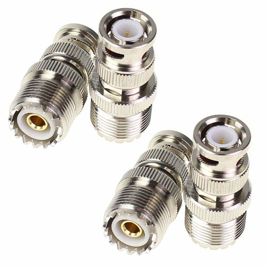 Picture of BNC Male to UHF Female SO-239 SO239 Adapter 4pcs RF coaxial Coax Connector