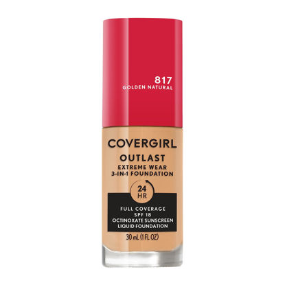 Picture of Covergirl Outlast Extreme Wear 3-in-1 Full Coverage Liquid Foundation, SPF 18 Sunscreen, Golden Natural, 1 Fl. Oz.