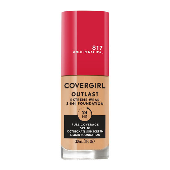 Picture of Covergirl Outlast Extreme Wear 3-in-1 Full Coverage Liquid Foundation, SPF 18 Sunscreen, Golden Natural, 1 Fl. Oz.