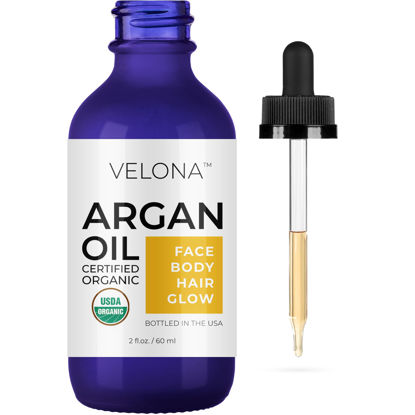 Picture of velona Argan Oil USDA Certified Organic - 2 oz (With Dropper) | 100% Pure and Natural | Morocco Oil | Unrefined, Cold Pressed