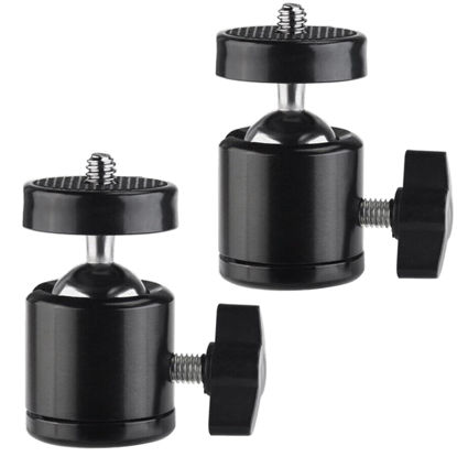 Picture of 2 Pcs 360° Rotating Swivel Mini Ball Head Ballhead with 1/4" Screw, Mount Bracket Holder Tripod, Aluminium Alloy 2.5oz Light Weight, Loads 4 lbs, Compatible with DSLR Smartphone, Action Cameras