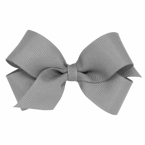 Picture of Wee Ones Girls' Classic Grosgrain Hair Bow on a WeeStay Clip with Plain Wrap, Mini, Gray