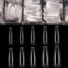 Picture of Long Fake Nails - Clear Acrylic Coffin Shaped Ballerina Nails Tips BTArtbox 500pcs Full Cover False Artificial Nails with Case for Salons and DIY Nail Art, 10 Sizes