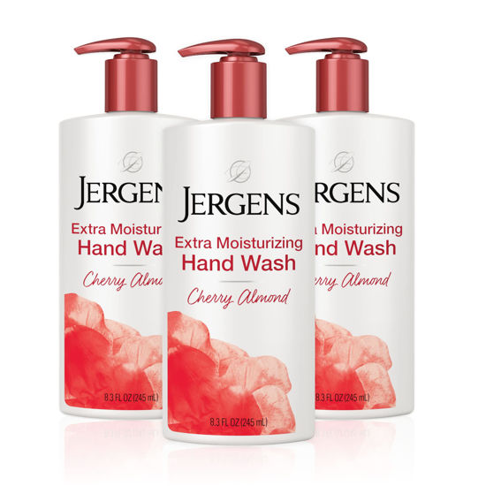 Picture of Jergens Extra Moisturizing Hand Soap, Liquid Hand Soap Dispenser with Jergens Cherry Almond Scent, Hand Wash For Dry Hands, 8.3 Ounces (Pack of 3)